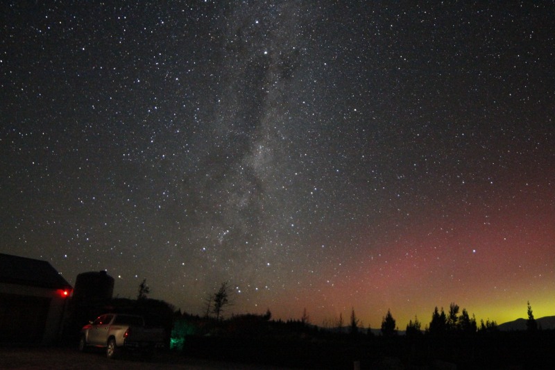 aurora australis with milky way