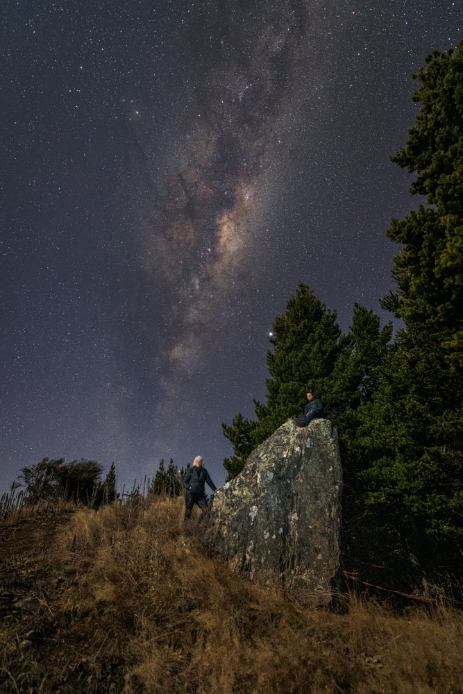 milky way with glacial erratic at mt cook lakeside retreat