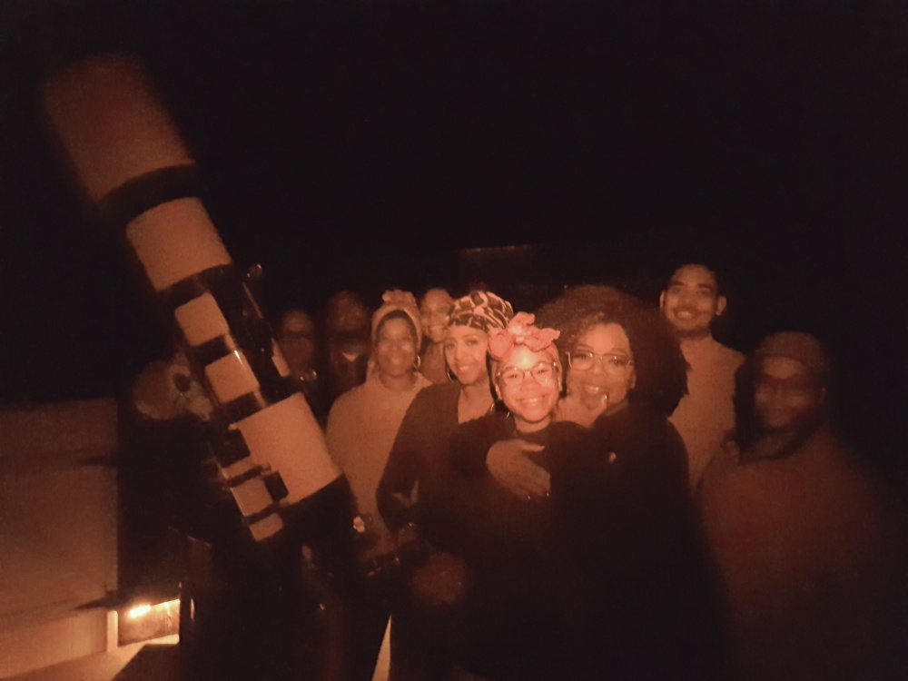 oprah winfrey and storm reid stargazing at pukaki wine cellar and observatory